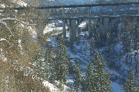 Latah Creek/Three bridges in the snow.